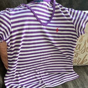 Ralph Lauren Purple and White Striped Tee